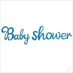Baby Shower Simli Folyo Karton Banner, 90 cm - Mavi