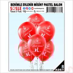 Benimle Evlenir misin? Pastel Balon, 30cm x 8 Adet