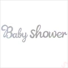 Baby Shower Simli Folyo Karton Banner, 90 cm - Gümüş
