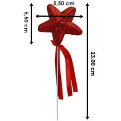 Yıldız Çubuk, 23 cm x 5,5 cm Kırmızı - 10 Adet