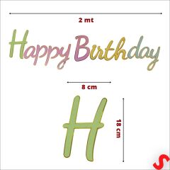 Happy Birthday Makaron Karton Banner, 2 mt
