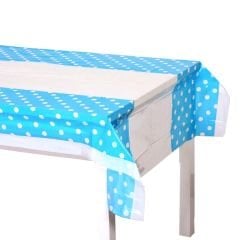 Plastik Masa Örtüsü,Puanlı Mavi - 180,00 cm x 120,00 cm