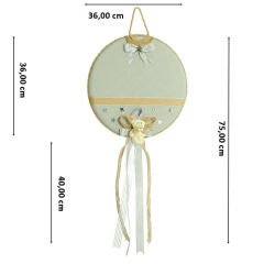 Doğa Temalı, Ayıcıklı Keten Kumaş Kapı Süsü, Gri