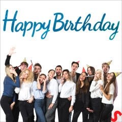 Happy Birthday Simli Folyo Karton Banner, 2 mt - Mavi