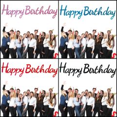 Happy Birthday Simli Folyo Karton Banner, 2 mt - Mavi