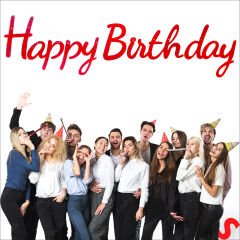 Happy Birthday Simli Folyo Karton Banner, 2 mt - Kırmızı