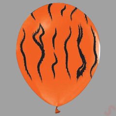 Kaplan Baskılı Turuncu Balon, 30cm x 6 Adet