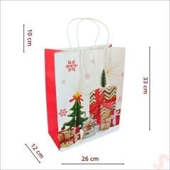 Beyaz Kraft Karton Çanta, 33 x 26 x 12 cm - 1 Adet