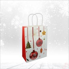 Beyaz Kraft Karton Çanta, 26 x 19 x 9 cm - 1 Adet