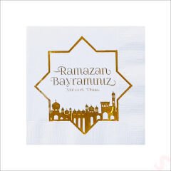 Ramazan Bayramı Altın Baskılı Peçete - 16 Adet