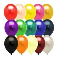 Metalik Parlak Balon, 10 Adet - Çok Renkli