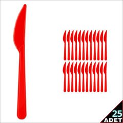 Plastik Bıçak, Kırmızı - 25 Adet
