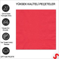 Kırmızı Peçete - 33cm x 33cm - 20 Adet