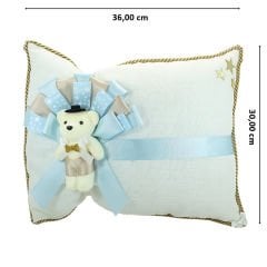 Takı Yastığı, Keten Kumaş Mavi & Altın