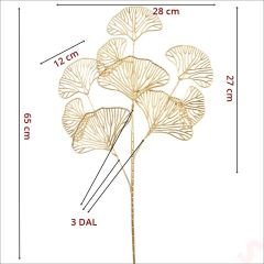 Yapay 3 Dallı Yaprak Demeti, 65cm x 28cm