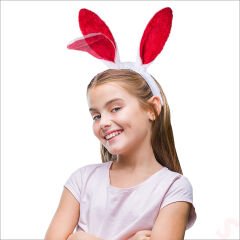 Tavşan Kulağı Pelüş Taç - Kırmızı