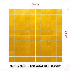 Işıltılı Pul Payetli Arka Fon Paneli, 30cm x 30cm - Altın