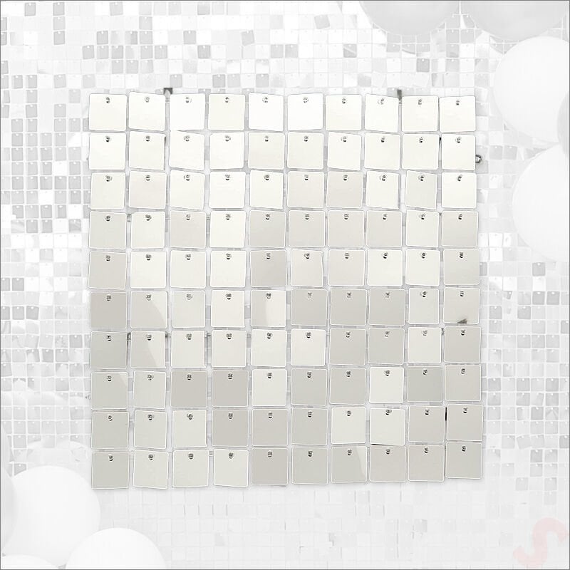 Işıltılı Pul Payetli Arka Fon Paneli, 30cm x 30cm - Gümüş