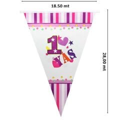 1 Yaş Bayrak Flama, 2,10 mt, Pembe