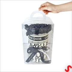 PVC Kutulu Özel Siyah Lüks Yapay GÜL Buketi - 30cm x 15cm