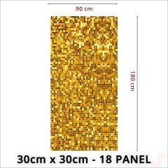 Işıltılı Pul Payetli Arka Fon Paneli, 90cm x 180cm - Altın