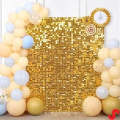 Işıltılı Pul Payetli Arka Fon Paneli, 90cm x 180cm - Altın