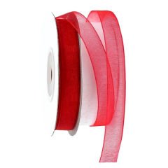Organze Kurdele, 1,00 cm x 23 mt -  6 Renk Seçenekli - KIRMIZI