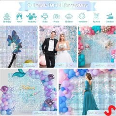 Işıltılı Pul Payetli Arka Fon Paneli, 90cm x 180cm - Rainbow