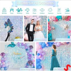 Işıltılı Pul Payetli Arka Fon Paneli, 90cm x 180cm - Rainbow