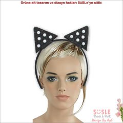 Kedi Kulaklı Taç - Siyah