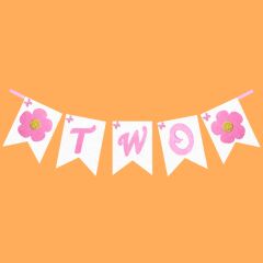 2 Yaş Doğum Günü Two Simli Eva Uzar Yazı, 70 cm - Pembe