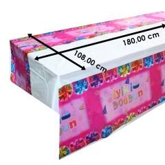 İyiki Doğdun Masa Örtüsü, Pembe - 180,00 cm x 108,00 cm