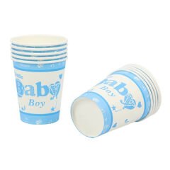 Baby Shower Karton Bardak, Mavi - 8 Adet