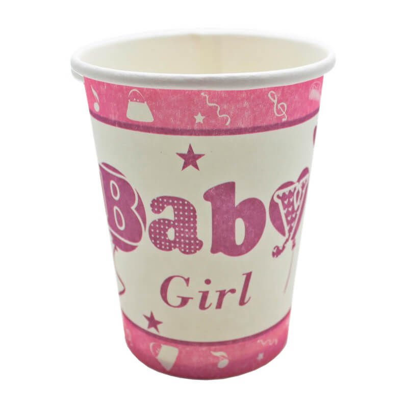 Baby Shower Karton Bardak, Pembe - 8 Adet