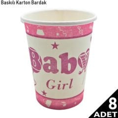 Baby Shower Karton Bardak, Pembe - 8 Adet