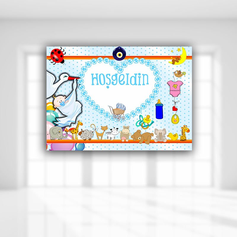 Hoşgeldin Bebek Afiş, 70cm x 50cm - Mavi