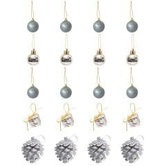 Yılbaşı Ağacı 20 Parça SüSleme Seti - Gümüş