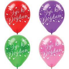 İyi ki Doğdun Çok Renkli Pastel Balon, 30cm x 8 Adet