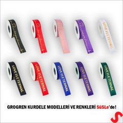 Grogren Kurdele Eternal Altın Baskılı, 2,5cm x 23mt - Koyu Mavi