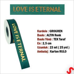 Grogren Kurdele Eternal Altın Baskılı, 2,5cm x 23mt - Yeşil