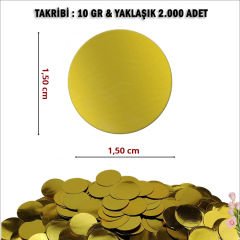 Şeffaf Balon İçi Pul Konfeti, 10 gr - Altın