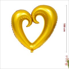 İçi Boş Kalp Folyo Balon, 100cm - Altın