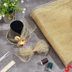 Simli Örgü File Rulo Tül, 73 cm x 8 mt - Altın