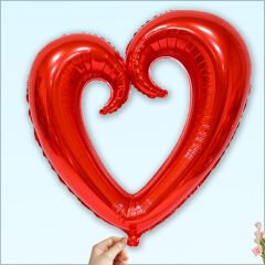 İçi Boş Kalp Folyo Balon, 100cm - Kırmızı
