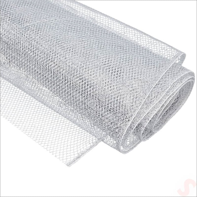 Simli Örgü File Rulo Tül, 75 cm x 7,3 mt - Gümüş