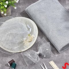 Simli Örgü File Rulo Tül, 75 cm x 7,3 mt - Gümüş