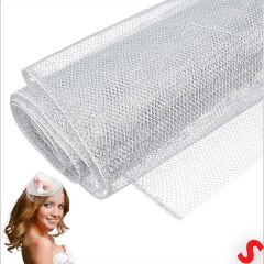 Simli Örgü File Rulo Tül, 75 cm x 7,3 mt - Gümüş