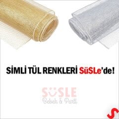 Simli Örgü File Rulo Tül, 75 cm x 7,3 mt - Gümüş