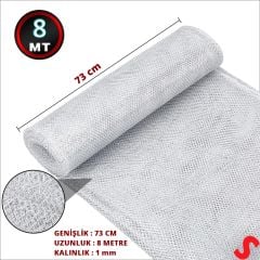Simli Örgü File Rulo Tül, 73 cm x 8 mt - Gümüş