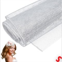 Simli Örgü File Rulo Tül, 73 cm x 8 mt - Gümüş